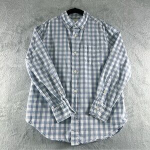 CREWCUTS Checkered Button Down Shirt Blue White Cotton Size 10